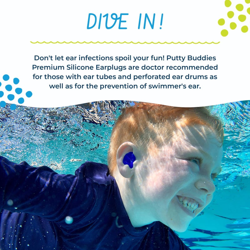 Putty Buddies Earvolution Original Putty Buddies Ear Plugs for Swimming - Invented by an Ear Physician - Moldable  Premium Silicone Ear Plugs - One Size - Waterproof - Made in the USA - 3 pack - Purple/Teal/Magenta - Image 5